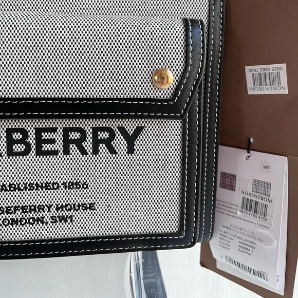 BURBERRY Horseferry Logo Canvas and Leather Pocket Bag - Picture 4 of 14